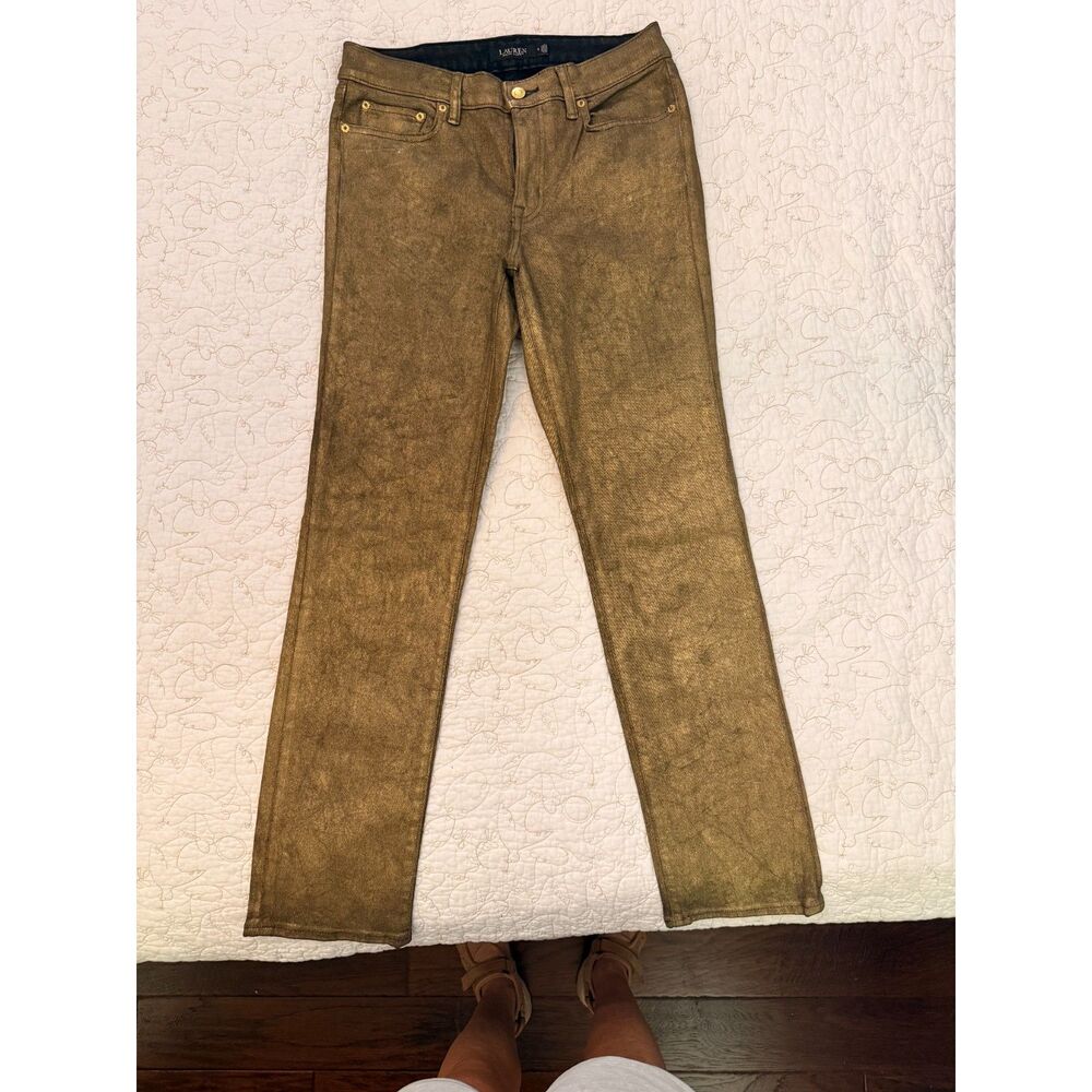 Lauren Ralph Lauren Gold Lacquer Wash Jeans Size 8
